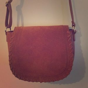INC Brown faux leather crossbody